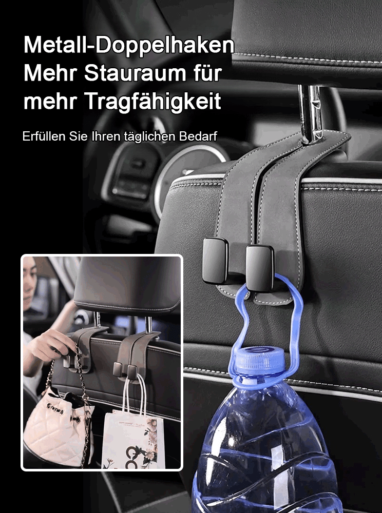 Autositz-Rückseite mit umklappbarem Schaffell und Doppelhaken