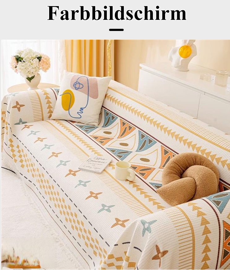 Bohemian-Sofahandtuch aus Baumwolle und Leinen