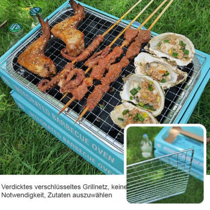 Tragbarer Einweggrill mit integrierter Holzkohle