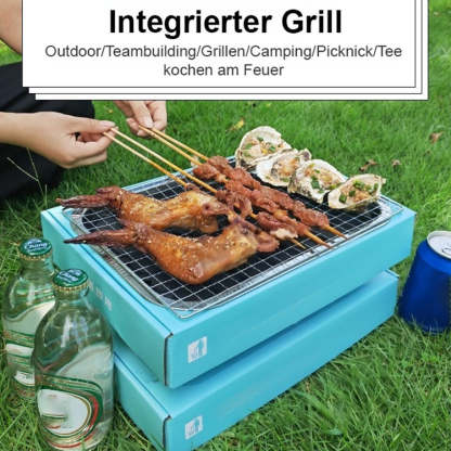 Tragbarer Einweggrill mit integrierter Holzkohle
