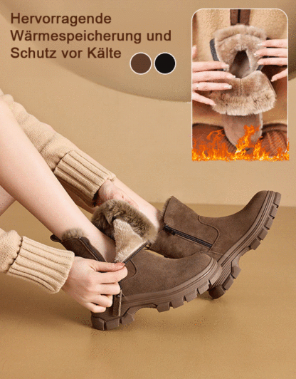 【🔥🔥🔥Neu eingetroffen】Kaninchenfell-Doppelreißverschluss-Schneestiefel