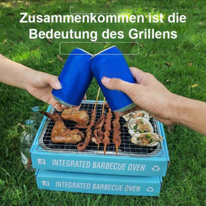 Tragbarer Einweggrill mit integrierter Holzkohle