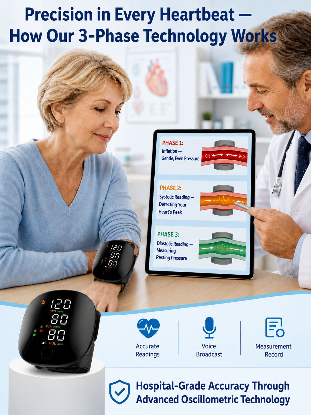 [Precise Medical Measurement] Wrist-Type Electronic Home Blood Pressure Monitor