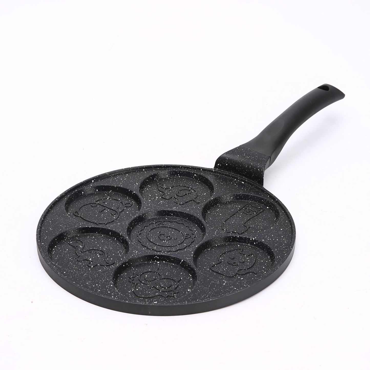 Seven-hole egg dumpling pan non-stick flat-bottom omelette pan cartoon breakfast pan baby auxiliary