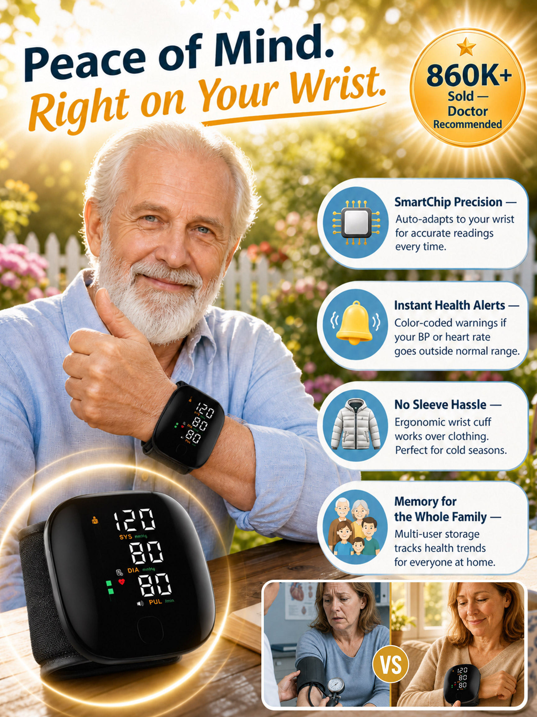 [Precise Medical Measurement] Wrist-Type Electronic Home Blood Pressure Monitor