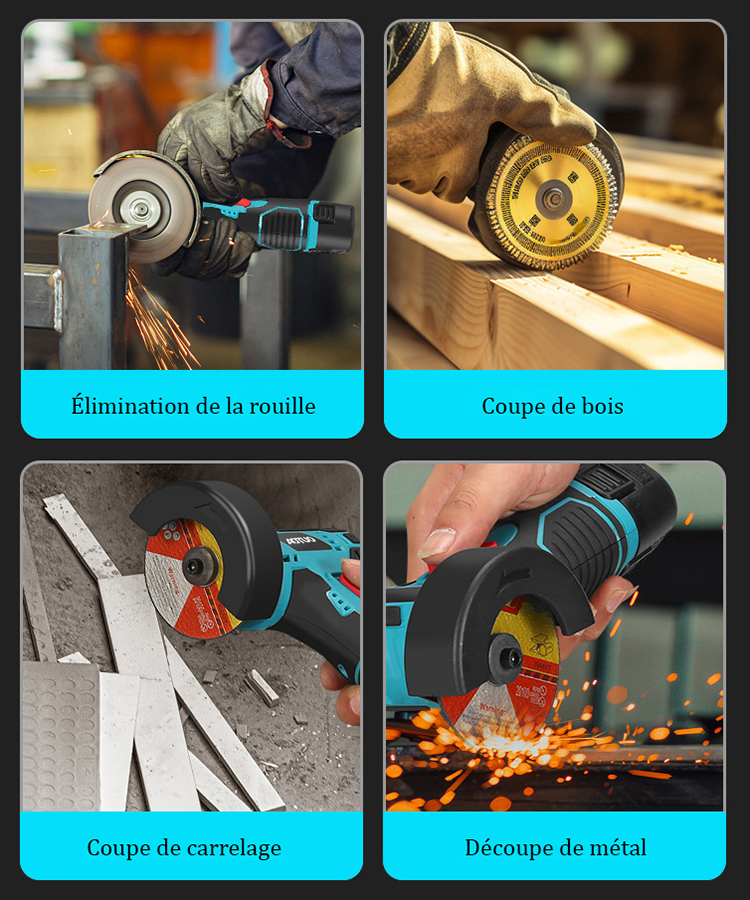 【Polisseuse à batterie lithium】Mini meuleuse d'angle à batterie lithium