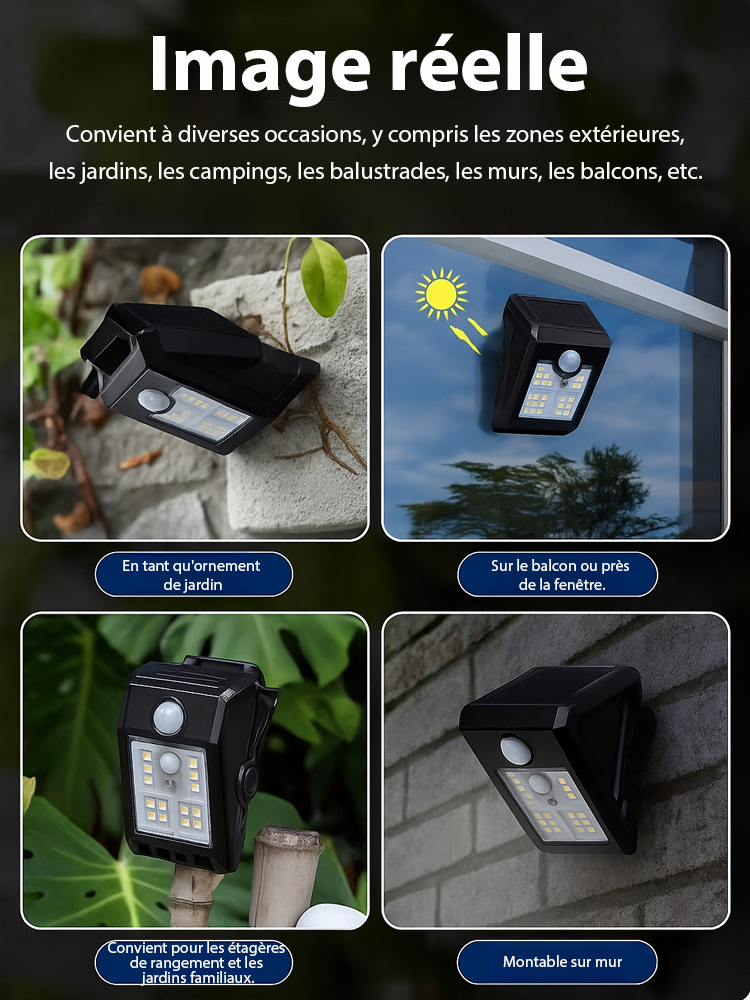 Lampe solaire à pince intelligente activée par le mouvement