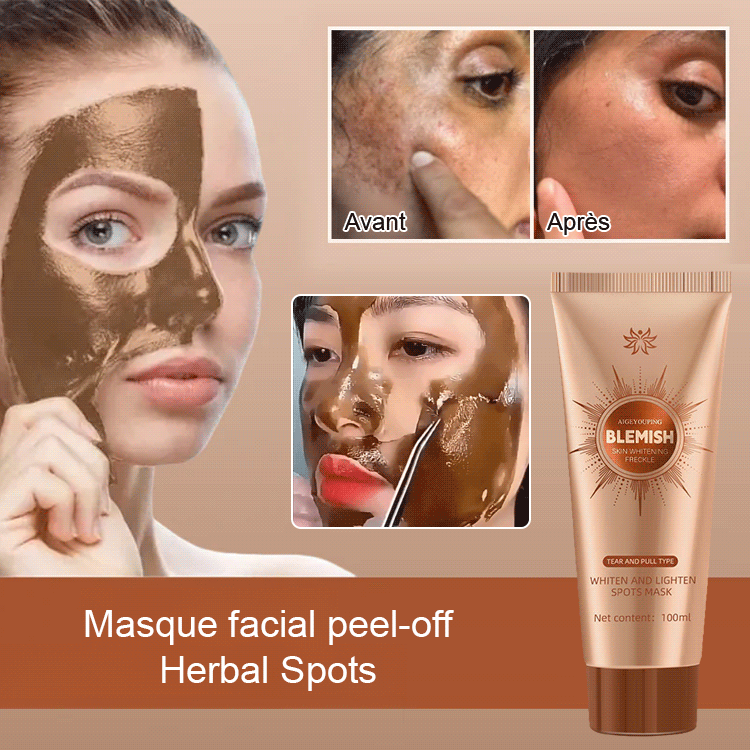 Masque pelable blanchissant pour peau sensible, nettoyage en profondeur sans irritation.