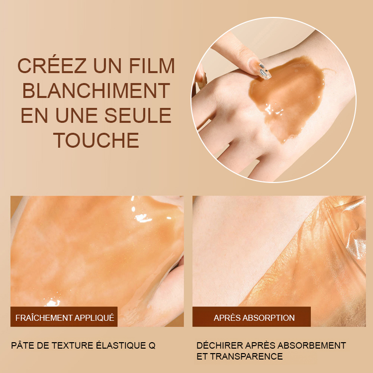Masque pelable blanchissant pour peau sensible, nettoyage en profondeur sans irritation.