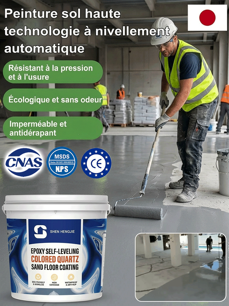 Peinture de sol époxy autonivelante à base d'huile JS, résistante à l'usure et antidérapante