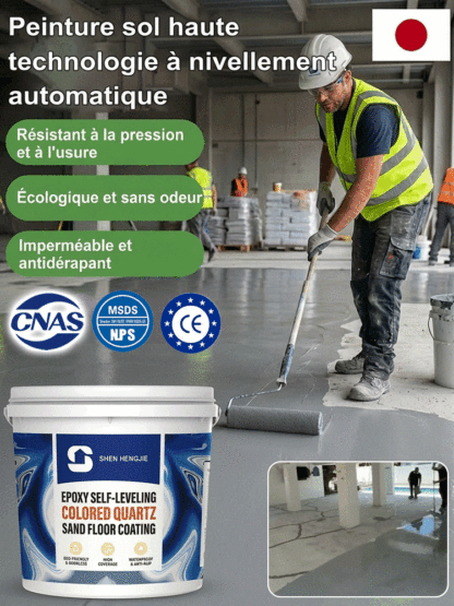 Peinture de sol époxy autonivelante à base d'huile JS, résistante à l'usure et antidérapante