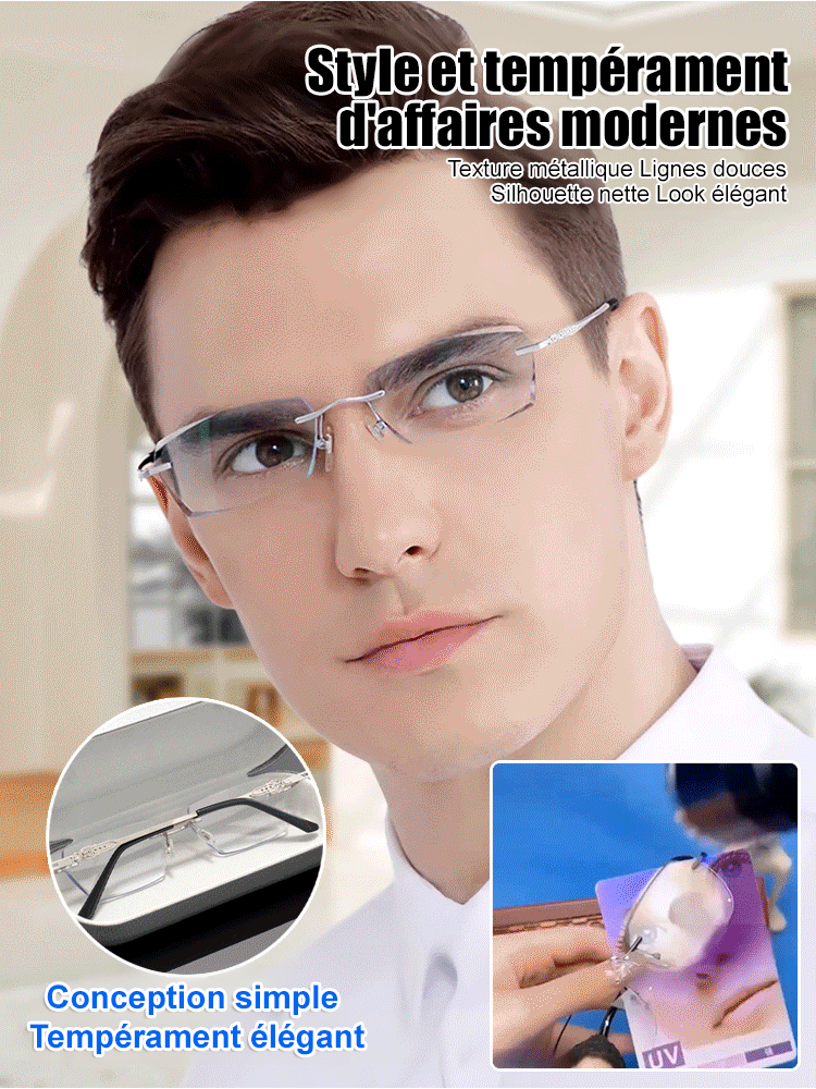 Lunettes de lecture haut de gamme sans monture en métal
