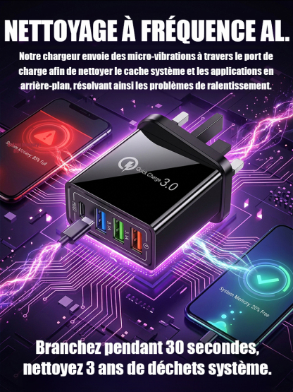 【Améliorer l'autonomie du téléphone】Chargeur de voyage à quatre ports