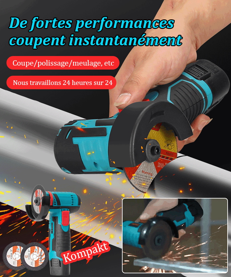 【Polisseuse à batterie lithium】Mini meuleuse d'angle à batterie lithium