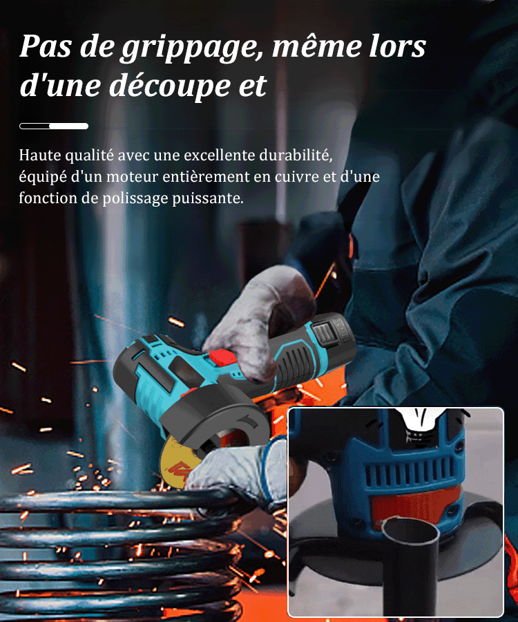 【Polisseuse à batterie lithium】Mini meuleuse d'angle à batterie lithium