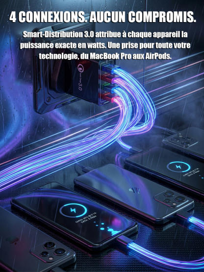 【Améliorer l'autonomie du téléphone】Chargeur de voyage à quatre ports