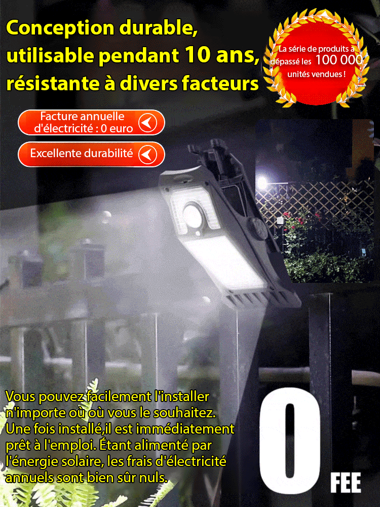 Lampe solaire à pince intelligente activée par le mouvement