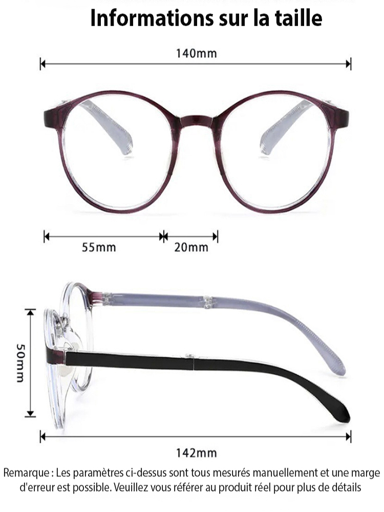 Lunettes de presbytie à zoom automatique bleu