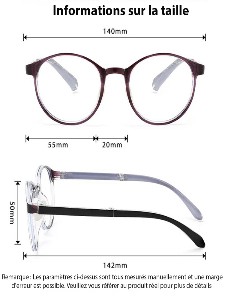 Lunettes de presbytie à zoom automatique bleu
