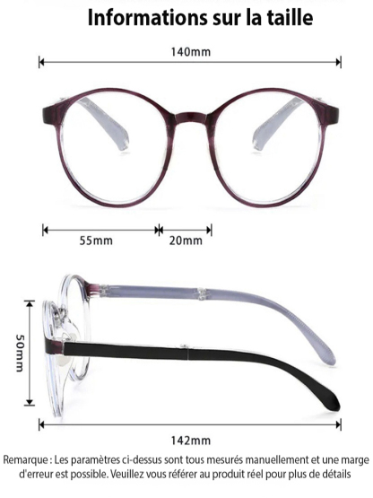Lunettes de presbytie à zoom automatique bleu