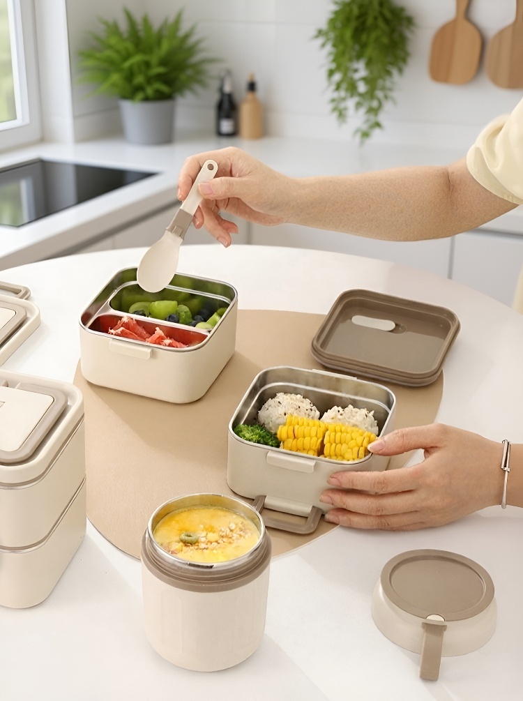 Termoizolacyjny lunch box ze stali nierdzewnej z przegrodami