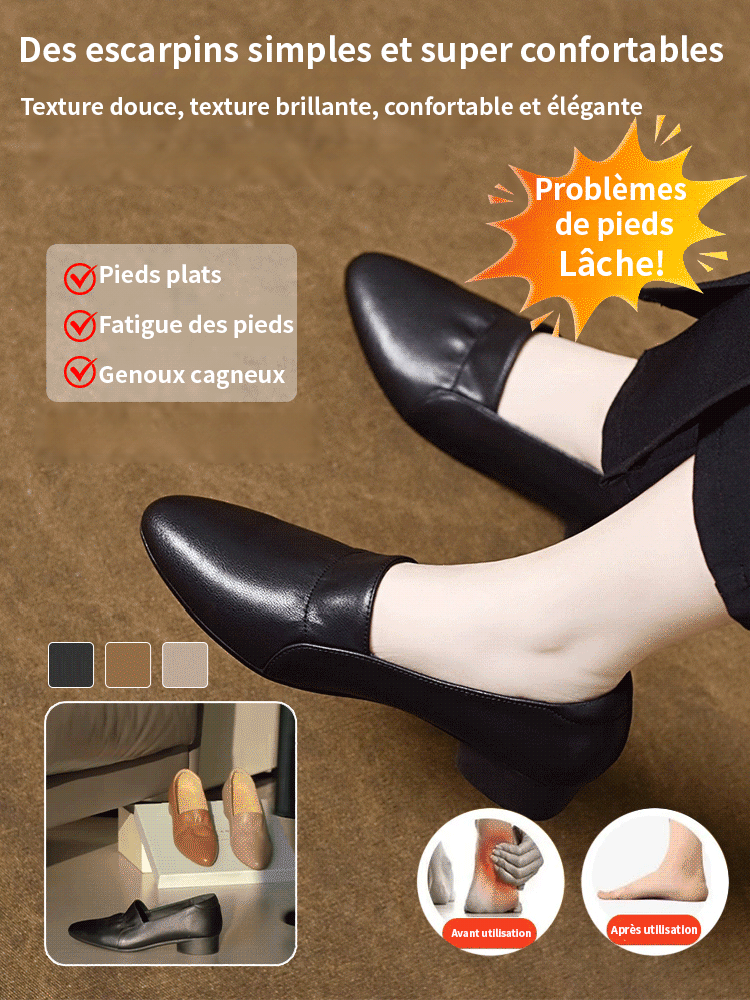 Chaussures orthopédiques en cuir à semelle souple pour femmes