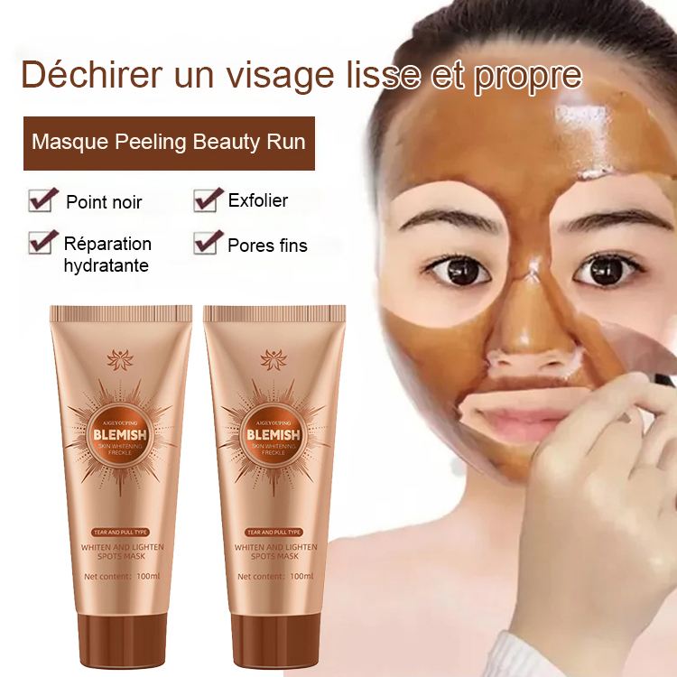 Masque pelable blanchissant pour peau sensible, nettoyage en profondeur sans irritation.