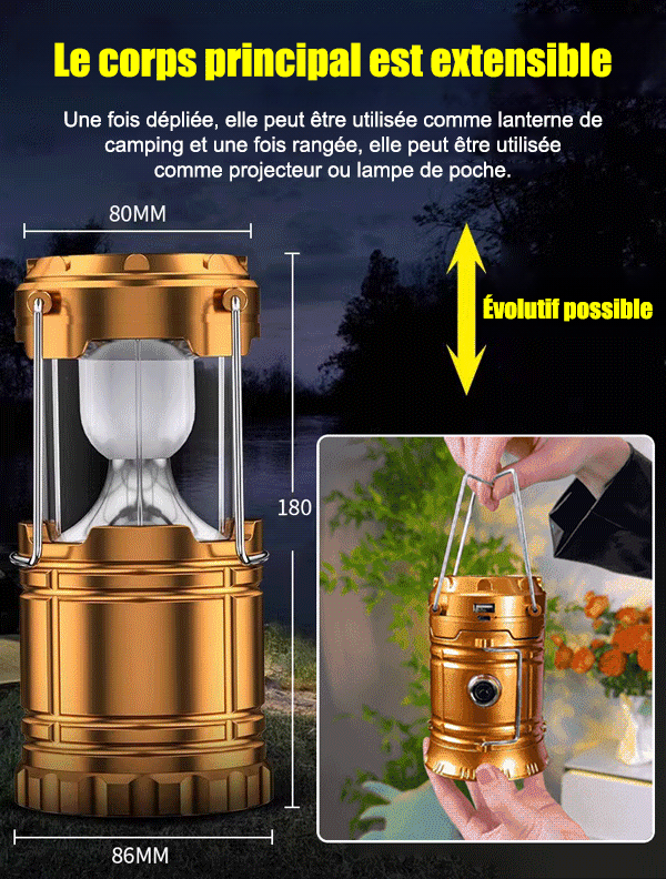 Lampe solaire multifonction étanche