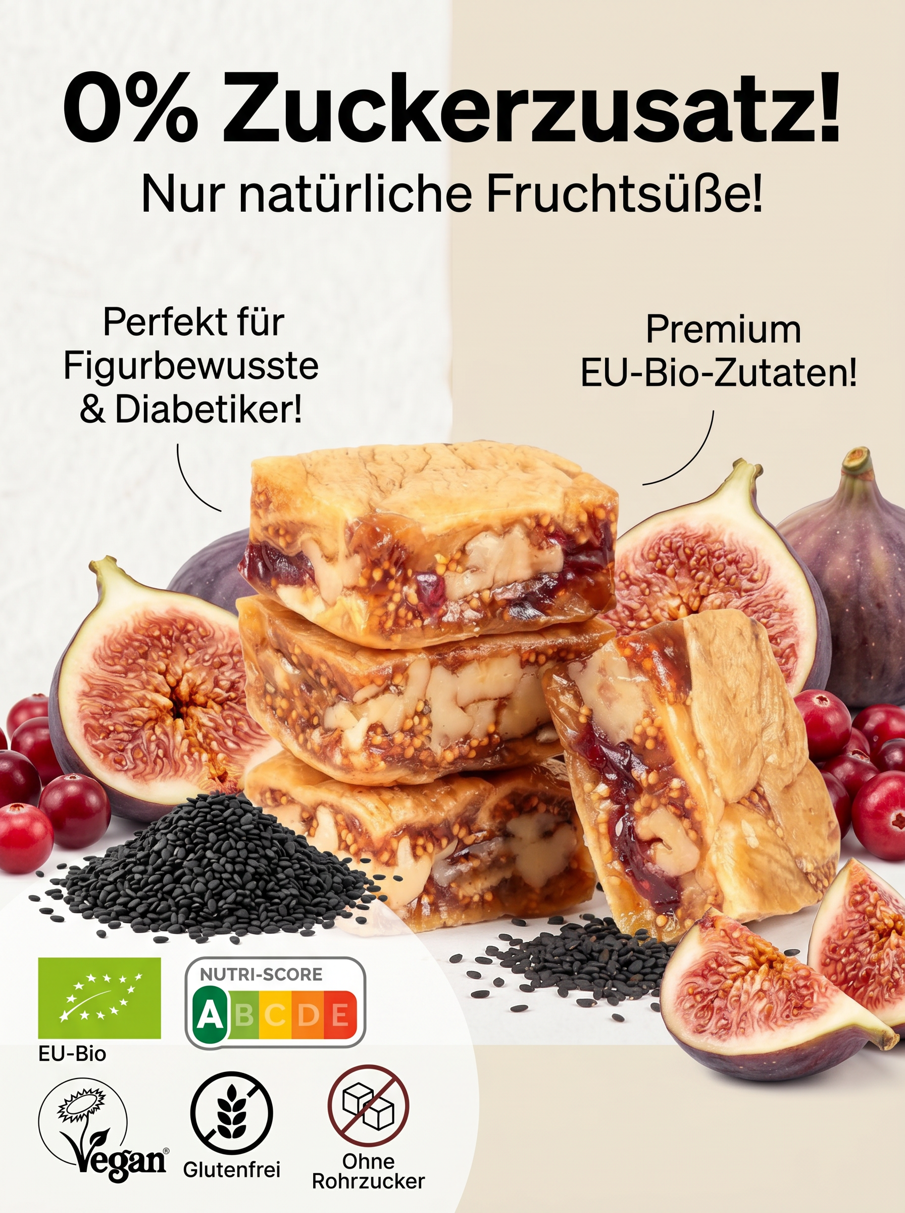 Black sesame cranberry flavored fig cake