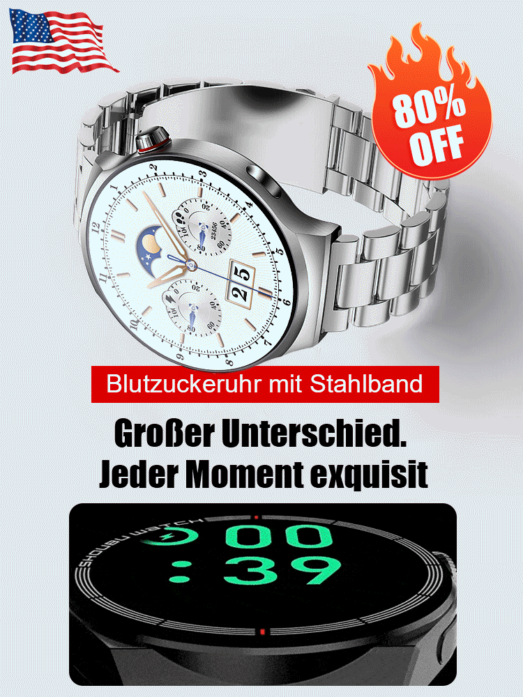 Blutzuckeruhr mit Stahlband