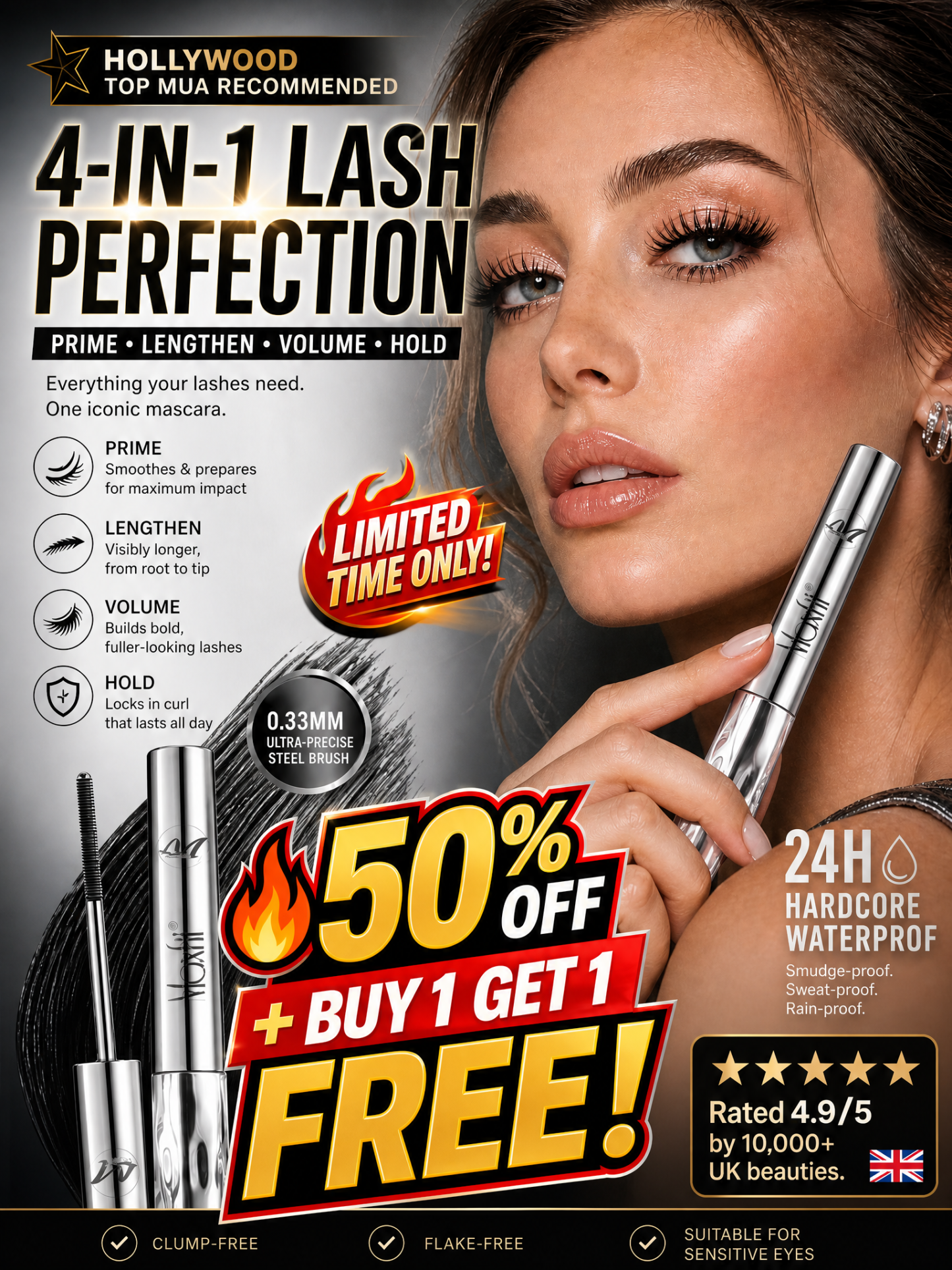 【Hollywood Top Makeup Artists Recommend】Lengthening Smudge-proof Mascara