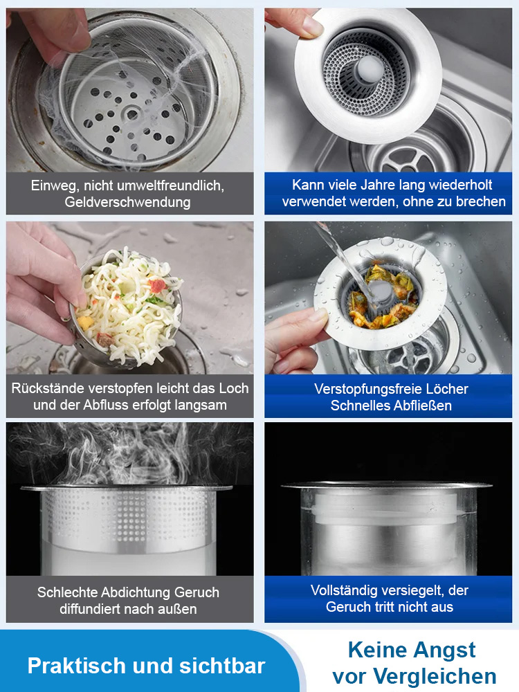 Sieb für Küchenspüle gegen Verstopfung