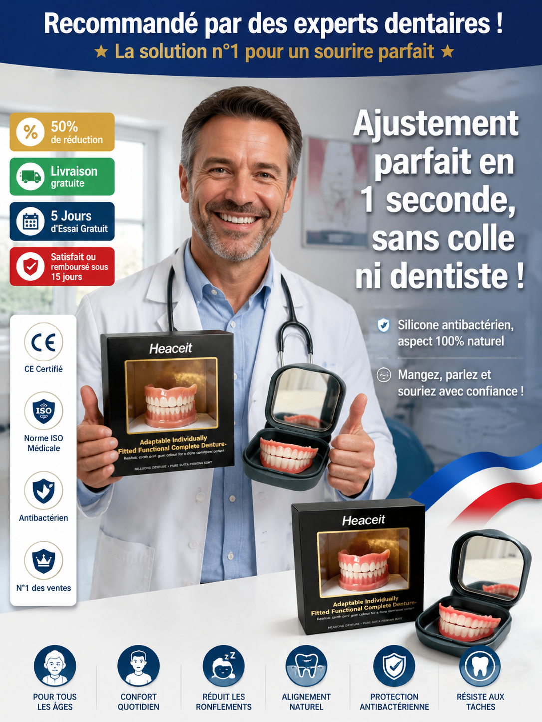 ⭐ Dentier Ajustable | Sans Douleur ni Nausée | Restauration Dentaire Immédiate ⭐