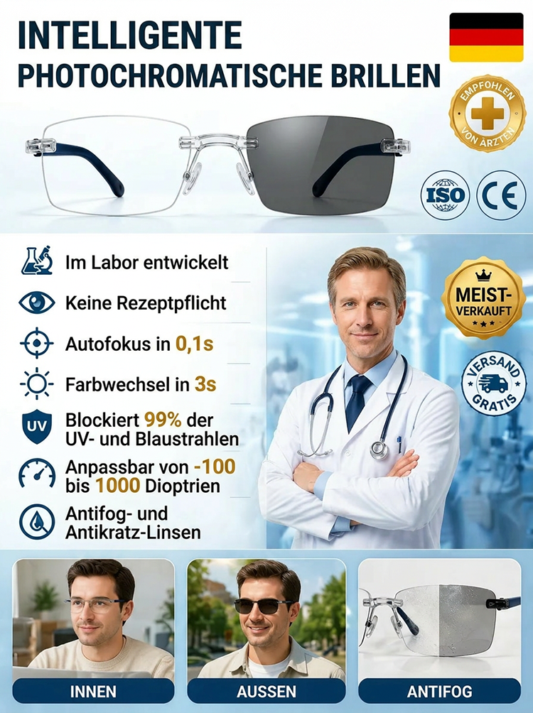 Selbsttönende Blaulichtfilter-Lesebrille