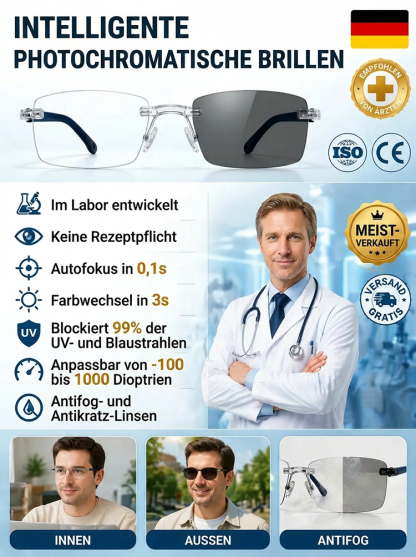 Selbsttönende Blaulichtfilter-Lesebrille