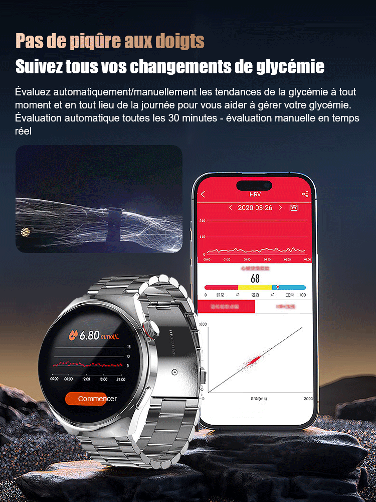 【Recommandée par les endocrinologues】La toute dernière montre connectée française, leader mondial. 