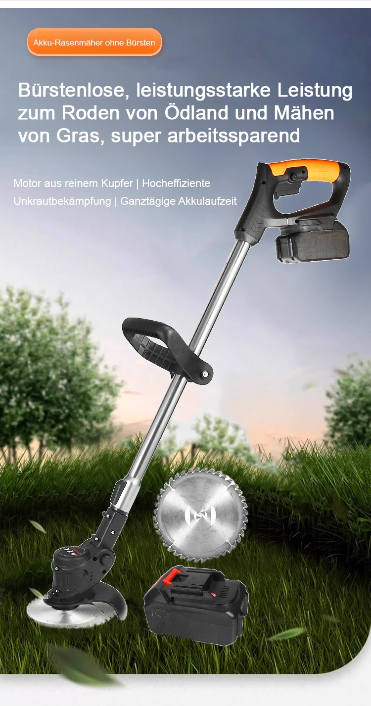 Kabelloser Unkrautvernichter entfernt Unkraut zwischen Pflastersteinen