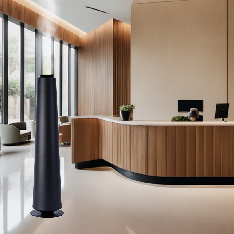 Factory Price Metal 500ML Waterless Floor-standing Tower Scent Diffuser Lower Noise bluetooth Contrlos Aroma Oil Diffuser