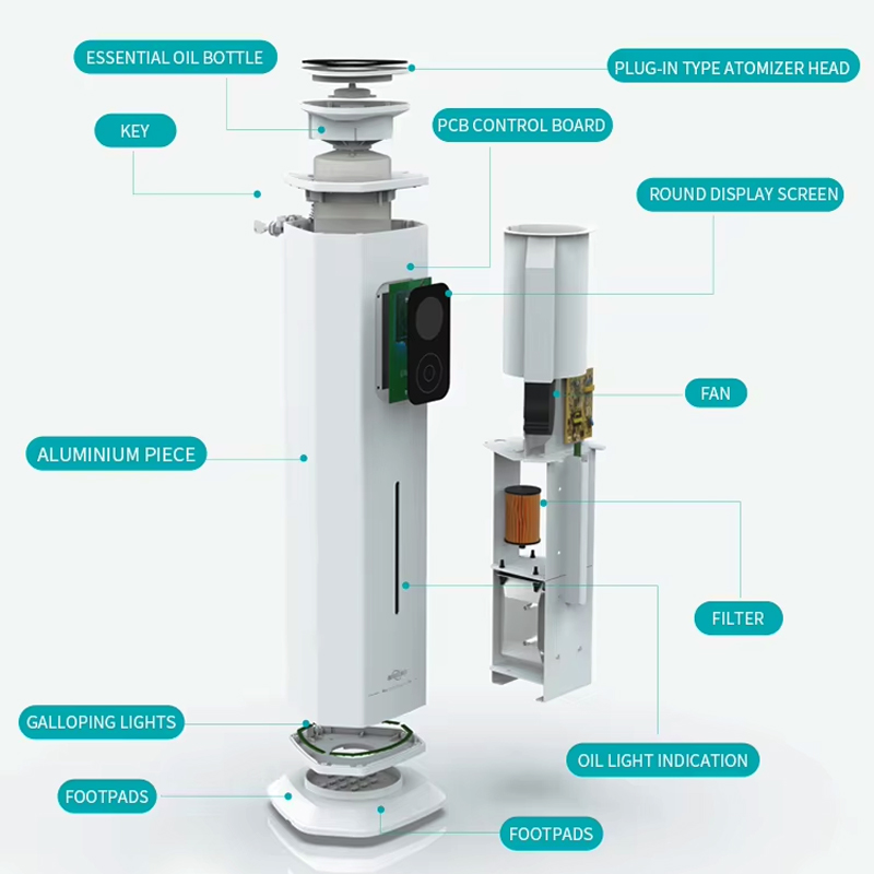Wholesale Hotel Floor Standing Fragrance Oil Diffuser Large Area Waterless Scent Diffuser Machine with bluetooth Contrlos