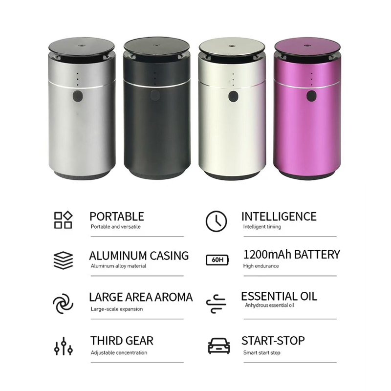 Hot Sale Smart Portable Mini Metal 10ML Car Waterless Essential Oil Diffuser with Cold Nebulizer Aroma Diffuser for Car