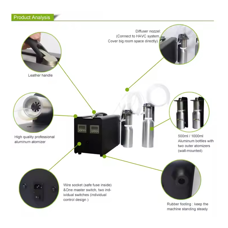 Wholesale Commercial Metal 1000ML Large Area Hvac Scent Diffuser Low Noise Smart Hotel Scent Diffuser Machine