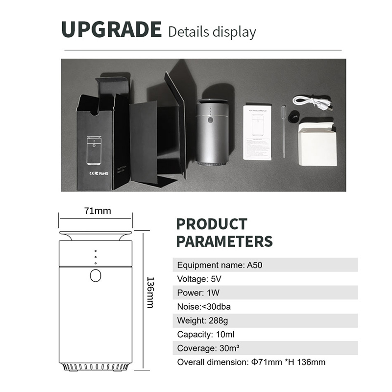 Hot Sale Smart Portable Mini Metal 10ML Car Waterless Essential Oil Diffuser with Cold Nebulizer Aroma Diffuser for Car