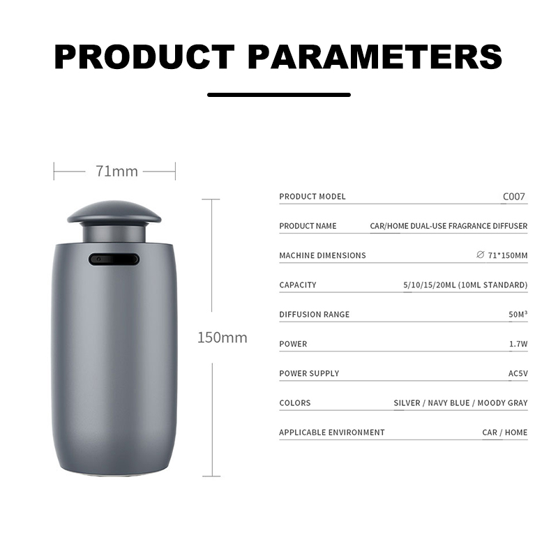 Factory Price Metal Electric Car Aroma Diffuser Rechargeable USB 15ML Waterless Essential Oil Diffuser