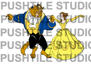  Pre-Release Push Tile Game 2 Player Set（ Beauty And Beast ）65 Tiles