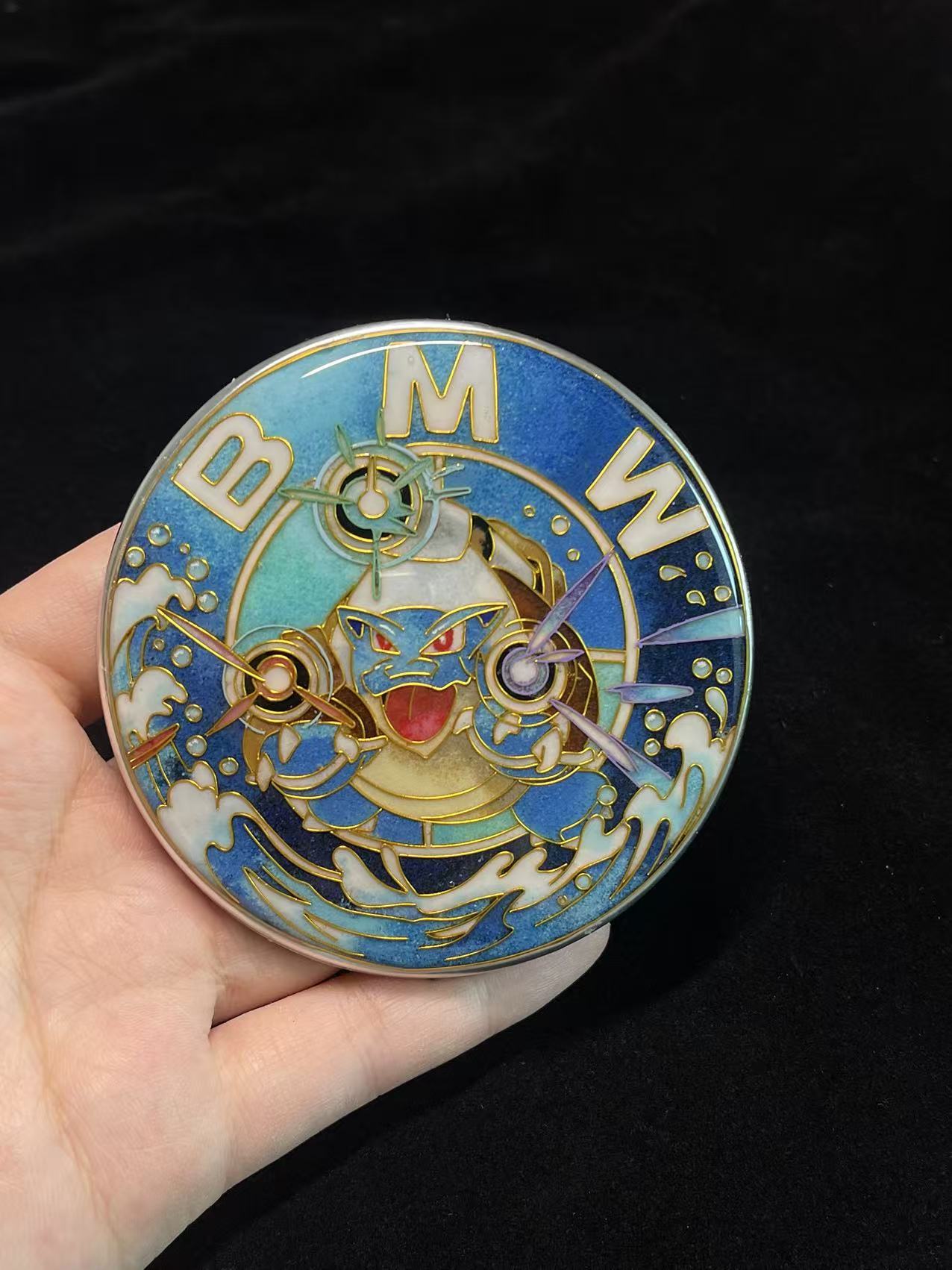 [Heritage Enamel Custom Car Badge - Mega Blastoise | Master Artisan Hand-Painted Emblem