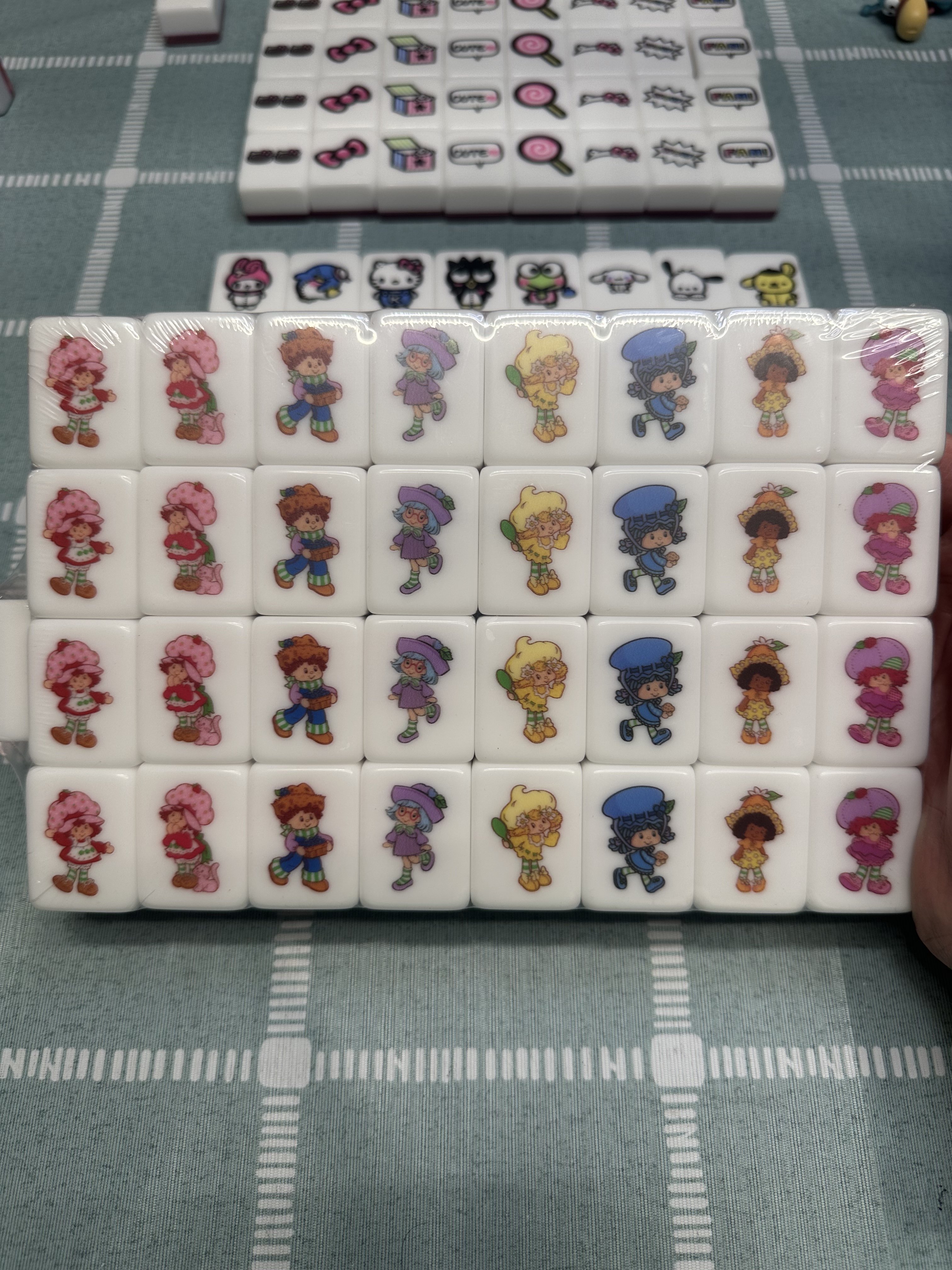 PushTile Mahjong Tile Game Red 65 tiles ( Strawberry Shorcake 1980s - Characters VS Fruits ) tiktok new viral trending rummy dominos