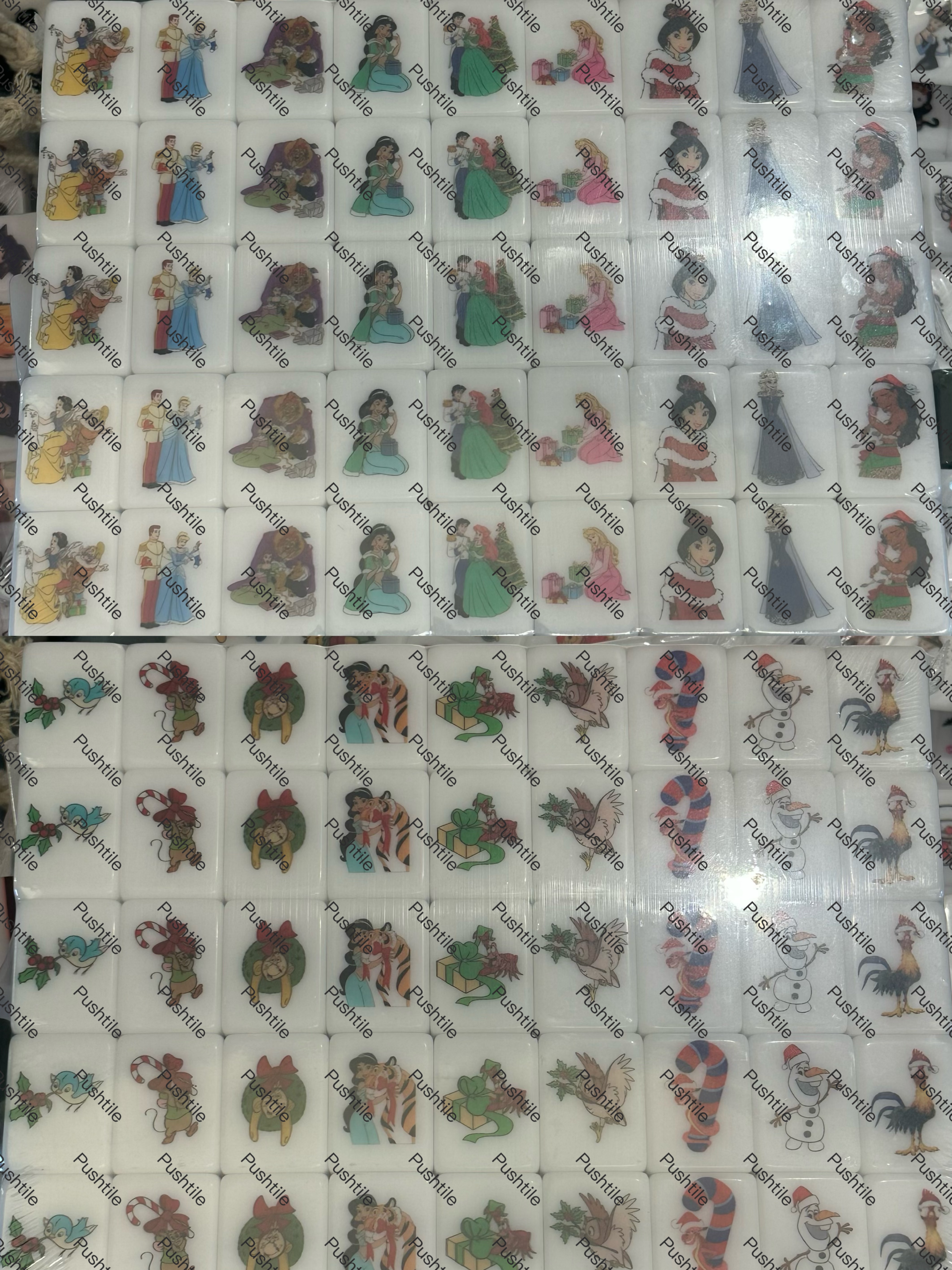 Push Tile Game Deluxe 2 Player Set（ Disney Princess Christmas ）91 Tiles