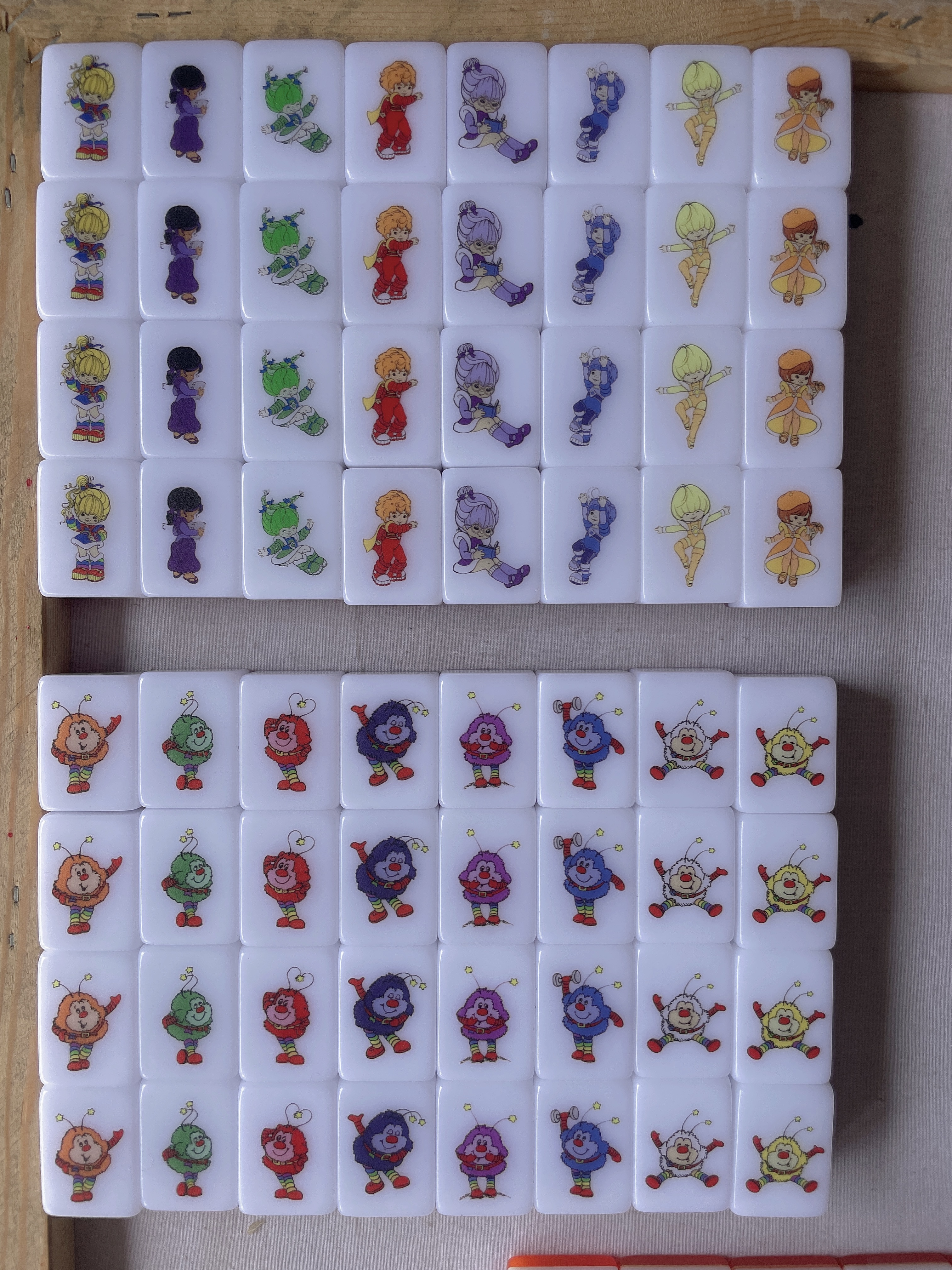 Pre-release PushTile Mahjong Tile Game Yellow 65 tiles ( Rainbow Brite 1980s - Colour Kids & Sprite ) tiktok new viral trending rummy dominos