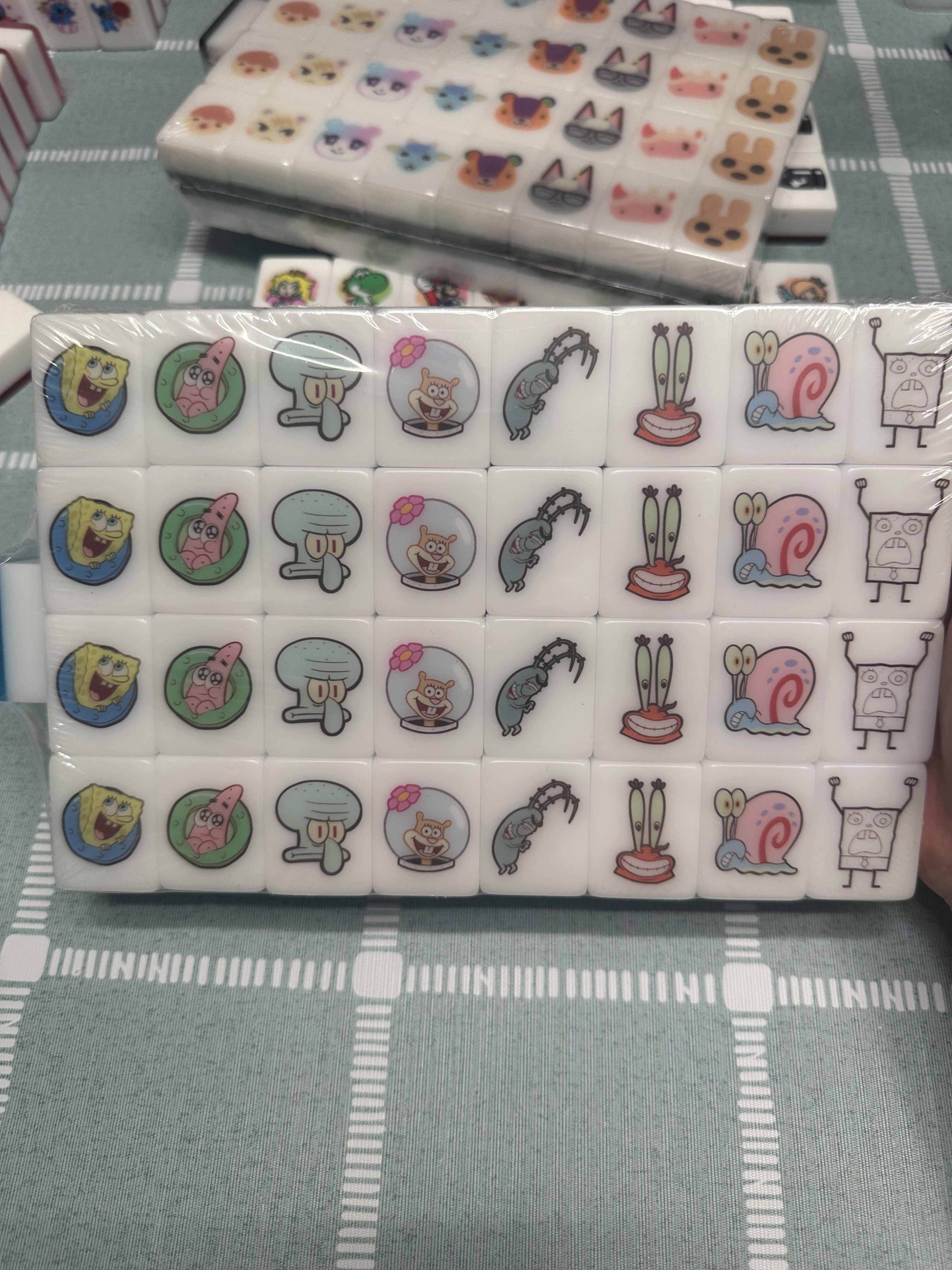 Push Tile Mahjong Tile Game Sky Blue 65 tiles ( SpongeBob ) tiktok new viral trending rummy dominos