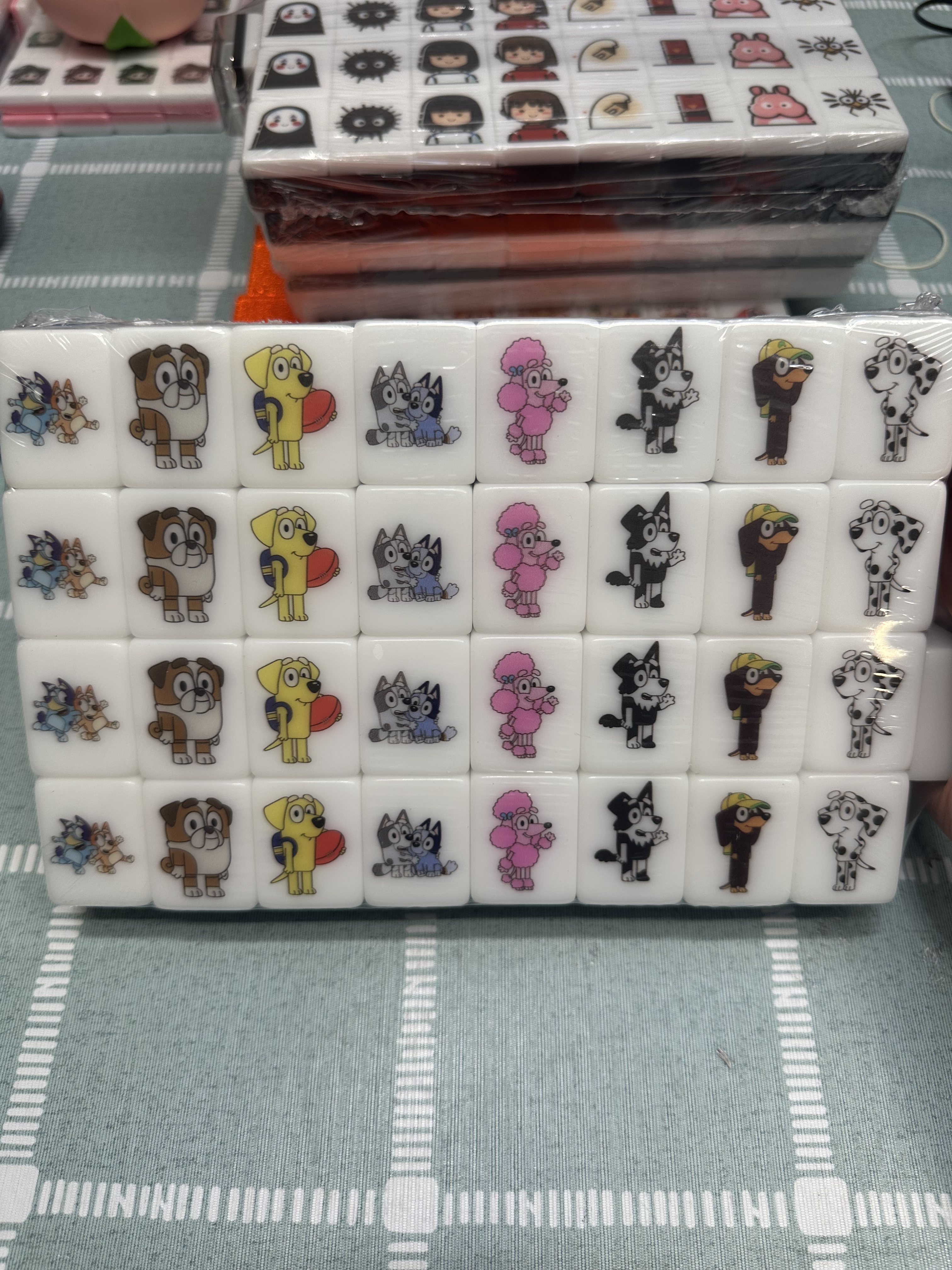 Pre-release PushTile Mahjong Tile Game Navy Blue 65 tiles ( Bluey - Kiddos VS Parents ) tiktok new viral trending rummy dominos